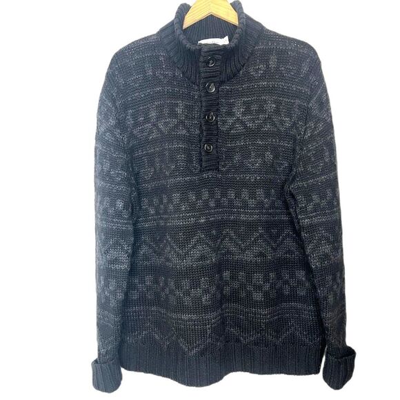 Calvin Klein’s Mens oversized wool 4 button mock neck cabincore sweater size XL - Picture 2 of 7